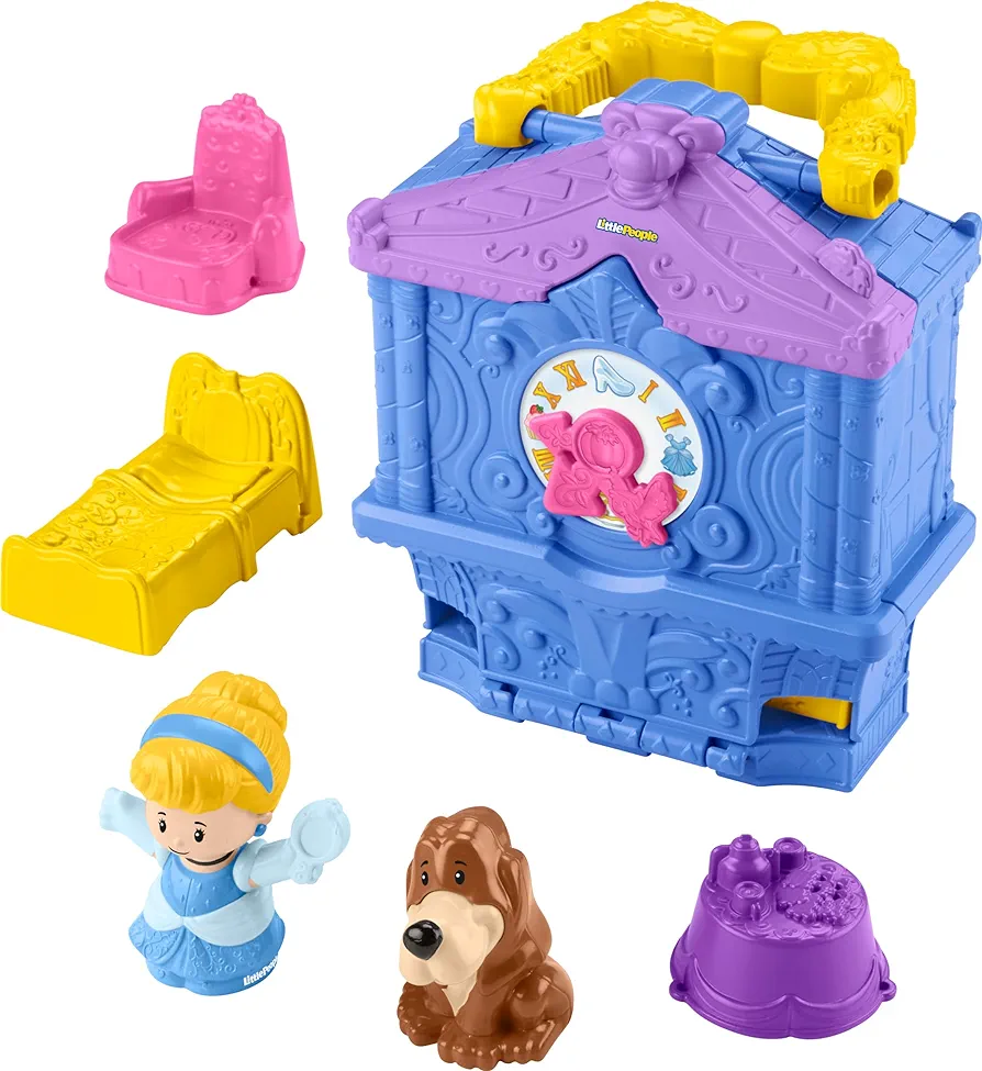 Fisher-Price Little People Toddler Toy Disney Princess Cinderella On-The-Go Playset with Figures for Pretend Play Kids Ages 18+ Months