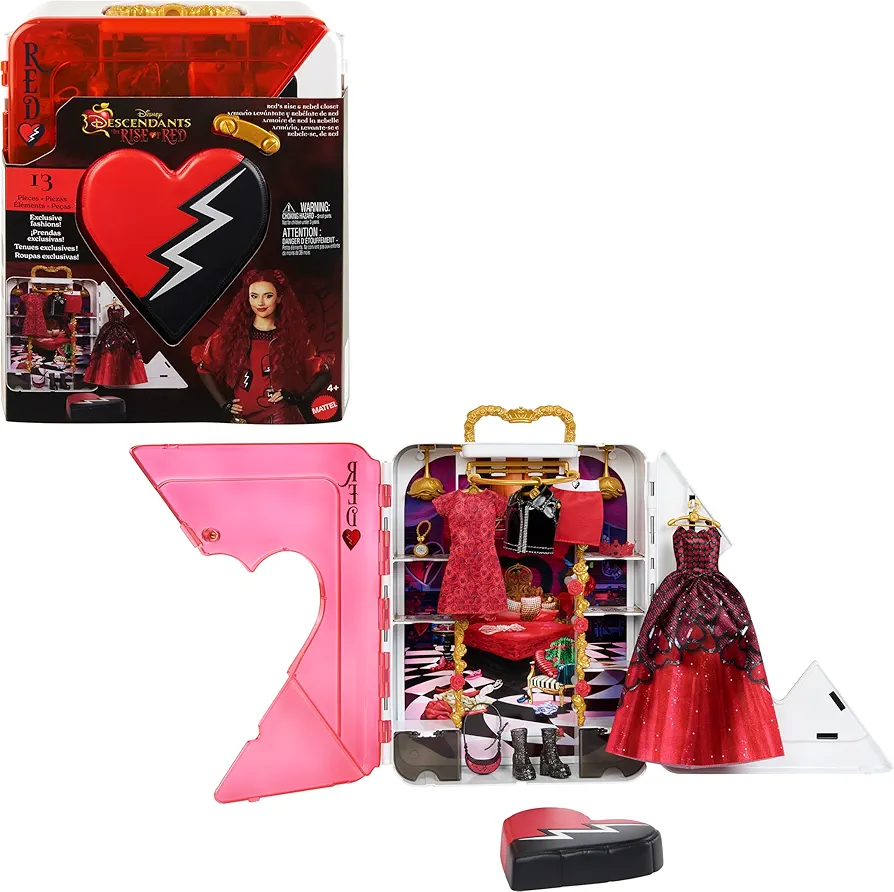 Mattel Disney Descendants: The Rise of Red, Closet Playset with Exclusive Clothes & Accessories, Red’s Rise & Rebel Toy Closet