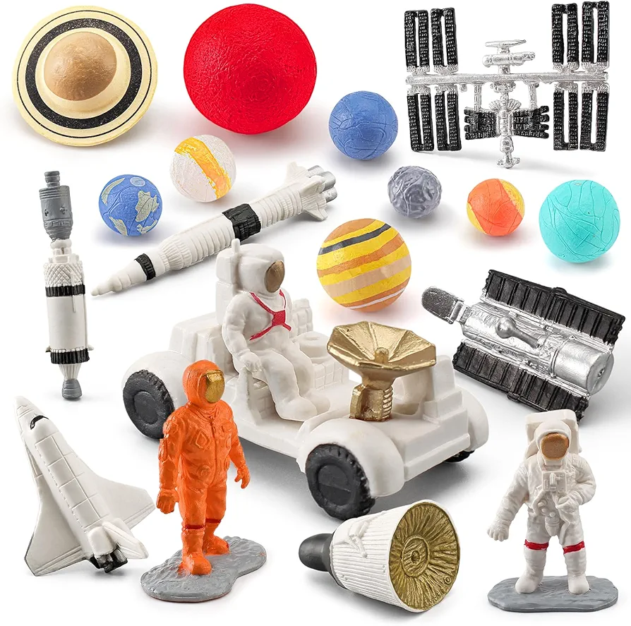 19PCS Planets Solar System Astronaut Figure Toy Children Solar Power Kit Space Exploration Spaceman Science Kit for Kids Party Birthday Gift