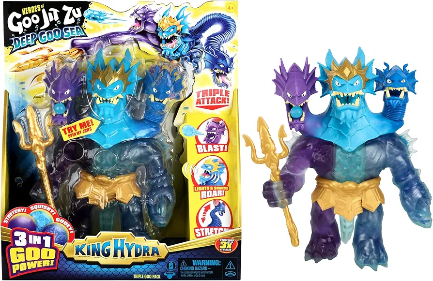 Heroes of Goo Jit Zu Deep Goo Sea King Hydra Figure with Triple Attack 3 in 1 Goo Power. Plus Light and Sound Battle Action!