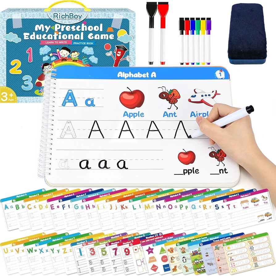 Kindergarten Workbooks Preschool Learning Activities, Montessori Handwriting Practice for Kids, Autism Learning Materials, Toddler Tracing Book Learn Number Alphabet Shapes Animal for Ages 3-5