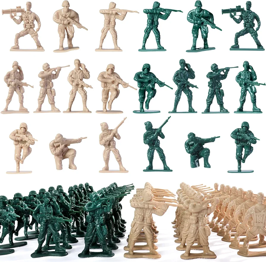 200PCS Army Men Toy Soldiers, Plastic Army Men Action Figures, 10 Poses Yellow and Green Soldiers Playset for Boys Birthday Gift