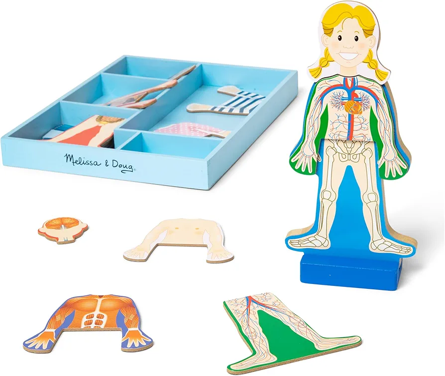 Melissa & Doug Magnetic Human Body Anatomy Play Set With 24 Magnetic Pieces and Storage Tray