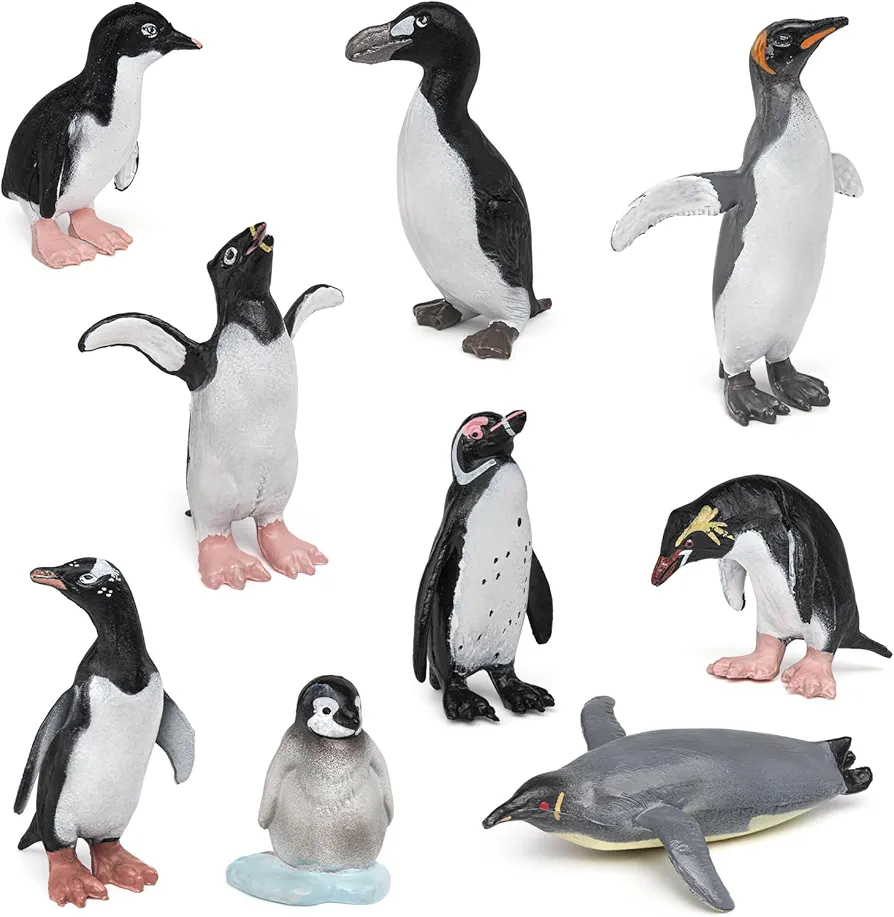 9PCS Polar Penguin Figure Playsets Penguin Model Toy Desktop Decoration Collection Party Favors Toys for Boys Girls Kids