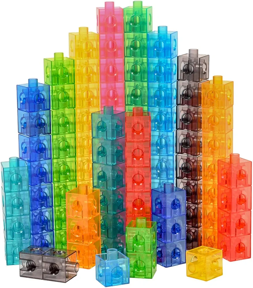 edxeducation Translucent Linking Cubes - Construction Toy for Early Math - Set of 100 - 0.8 Inch - Light Table Toy - Elementary + Preschool Learning