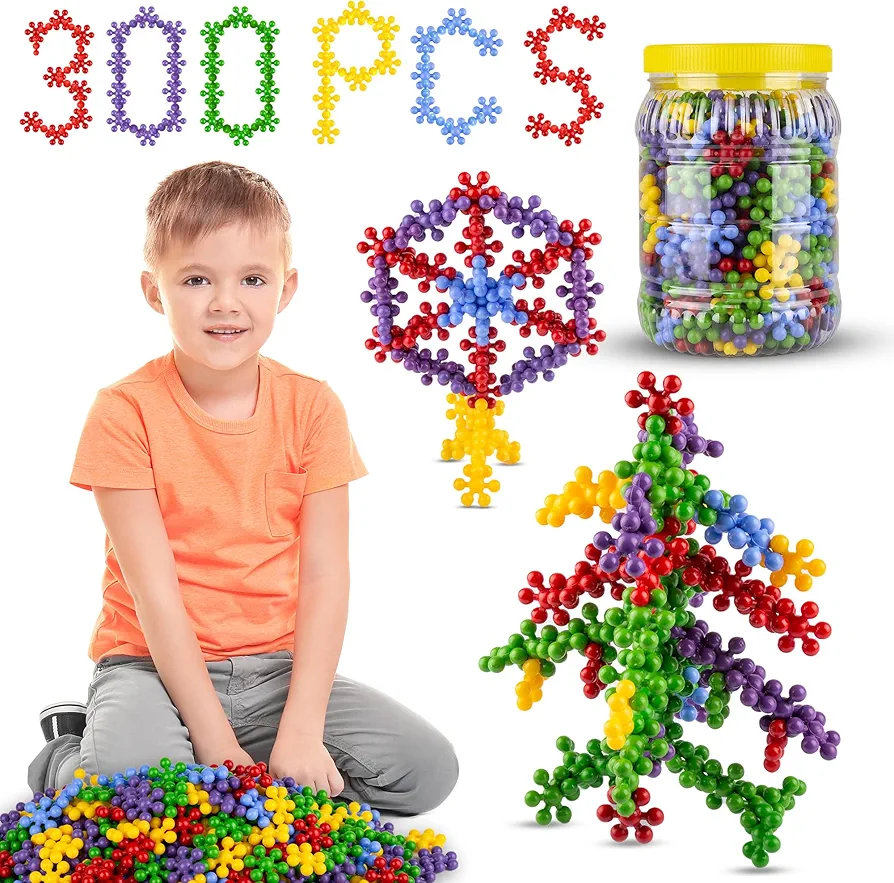 STEM Building Toys - 300 PCS Building Blocks, STEM Toys Educational Discs Sets Interlocking, 3+ Educational Toys, Toddler Building Toys, Kindergarten Toys, Fine Motor Toys, Building Games Toy