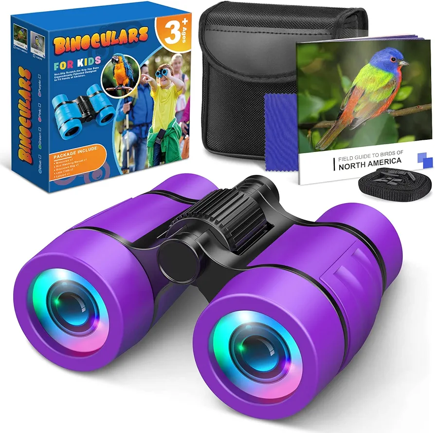 Girls Toys Age 3-7: LET'S GO! Compact Bird Watching Binoculars for Kids Ages 3 4 5 6 7 Year Old Girl Boy Gifts Idea Outside Travel Educational Toy for Kid Preschool Toddler Stocking Stuffers