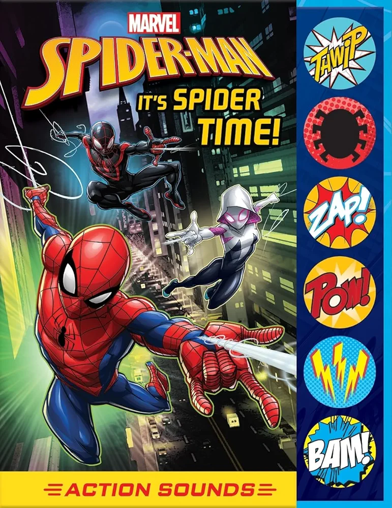 Marvel Spider-Man Spider-verse - It's Spider Time! Action Sound Book - Includes 4 Action Packed Graphic Novel Stories / Comics - PI Kids (Play-A-Sound)