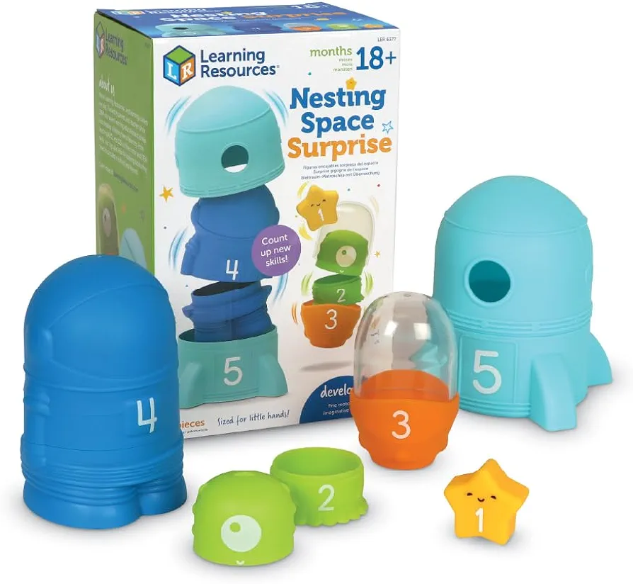 Learning Resources Nesting Space Surprise, Preschool Learning Activities, Fine Motor Skills for Ages 18 Months+, Montessori Preschool Toys, Space Toys