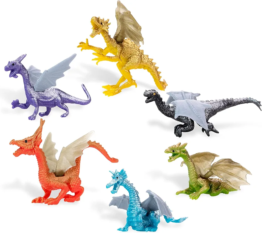 Dragon Toys - 24 Pcs Dragon Playset in The Box - Dragon Figurine for Party Favors - Classroom Prizes Pinata Stuffers - Dragon Toy Goodie Bag Supplies - Bulk Gifts for Kids - Easter Gifts for Kids