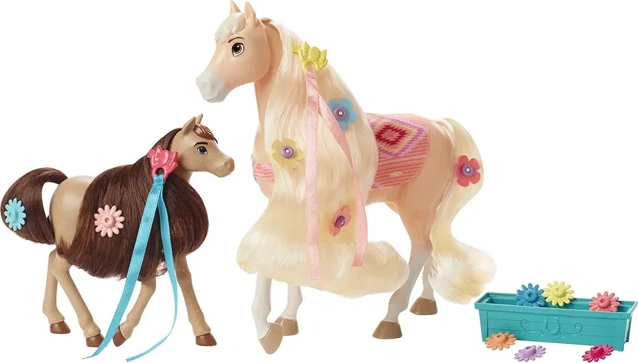 Mattel Spirit Untamed Stable Style Toy Horse Playset with Chica Linda (8-inch), Foal Figure, Hair Tool & Styling Accessories