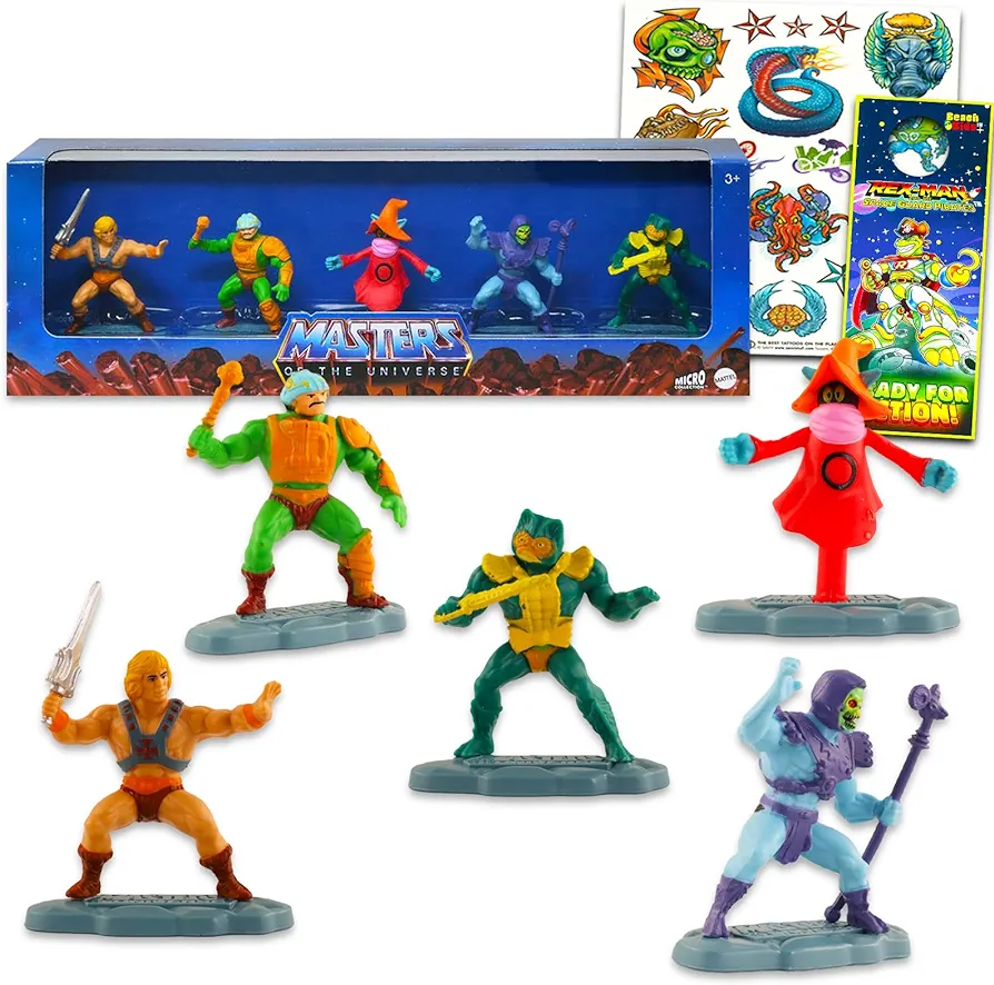 Masters of The Universe Action Figures for Kids – Bundle with 5 Masters of The Universe Figurines, Tattoos, & More | Masters of The Universe Action Figure Set for Kids