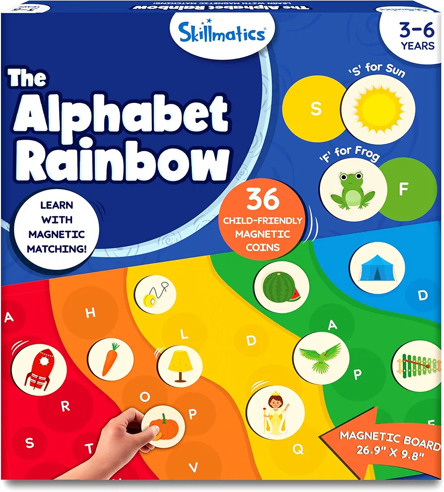 Skillmatics Magnetic Matching Activity - The Alphabet Rainbow, Preschool Learning Toy & Game for Kids, 35+ Magnetic Pieces, Gifts for Girls & Boys Ages 3, 4, 5, 6