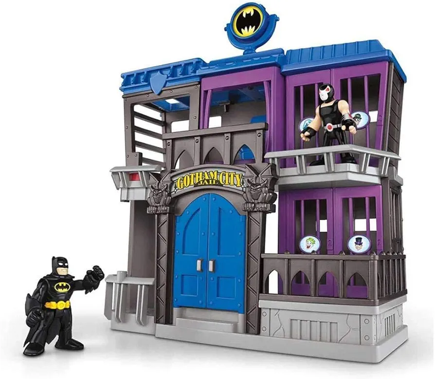 Fisher-Price Imaginext DC Super Friends Gotham City Jail Playset with Batman and Bane Figures for preschool kids ages 3-8 years