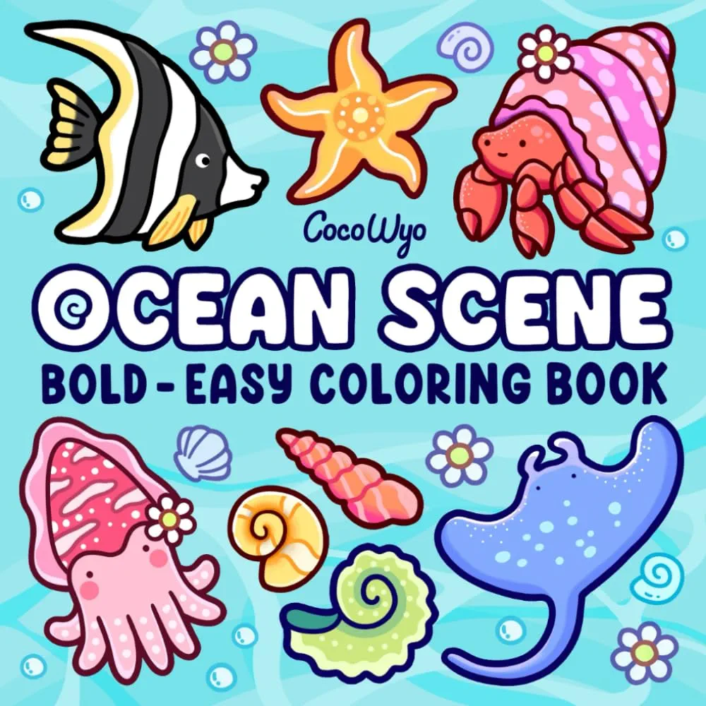 Ocean Scene: Coloring Book for Adults and Kids, Bold and Easy Designs for Relaxation with Sea Life (Bold & Easy Coloring)