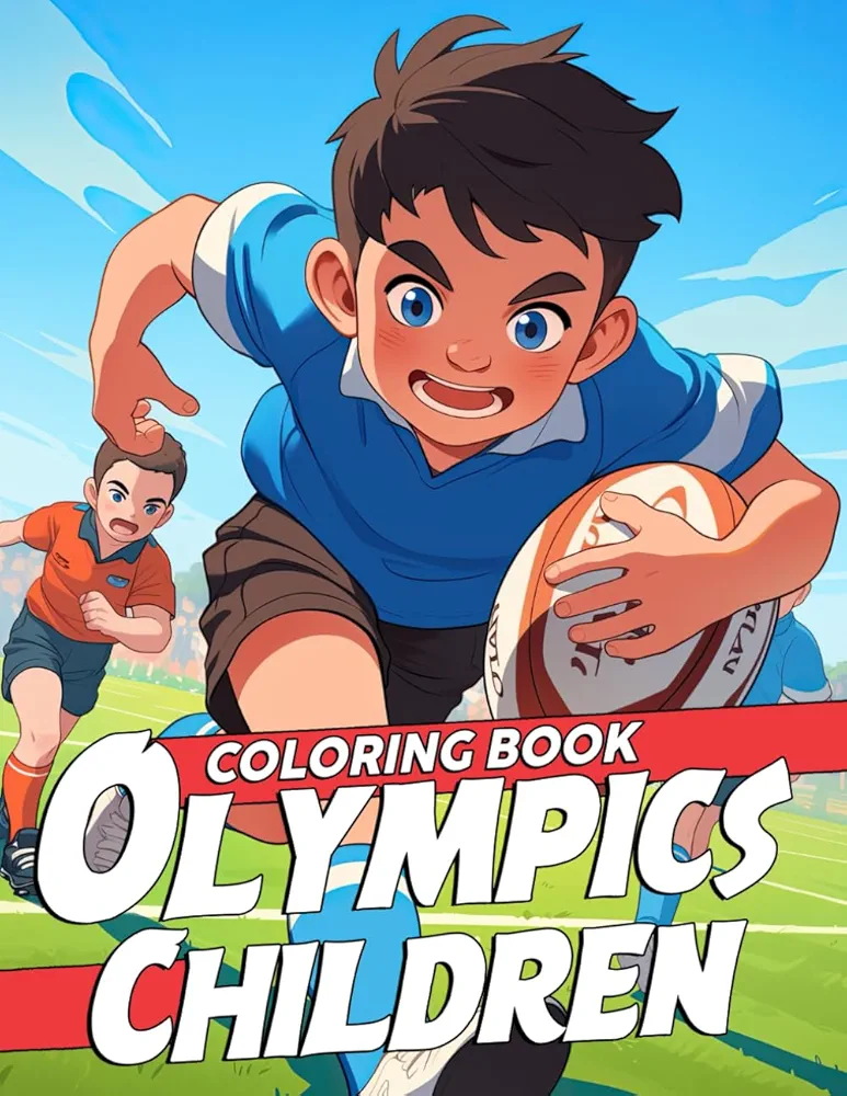 Olympics Children Coloring Book: Paris 2024 Olympic Games Coloring Pages with Sports Equipment and Kids Playing Summer Sports Designs for Kids and Teens Stress Relief and Relaxation