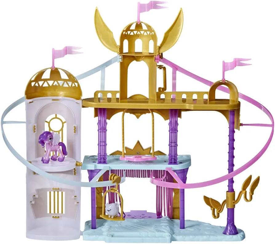 My Little Pony: A New Generation Movie Royal Racing Ziplines - 22-Inch Castle Playset Toy with 2 Moving Ziplines, Princess Pipp Petals Figure