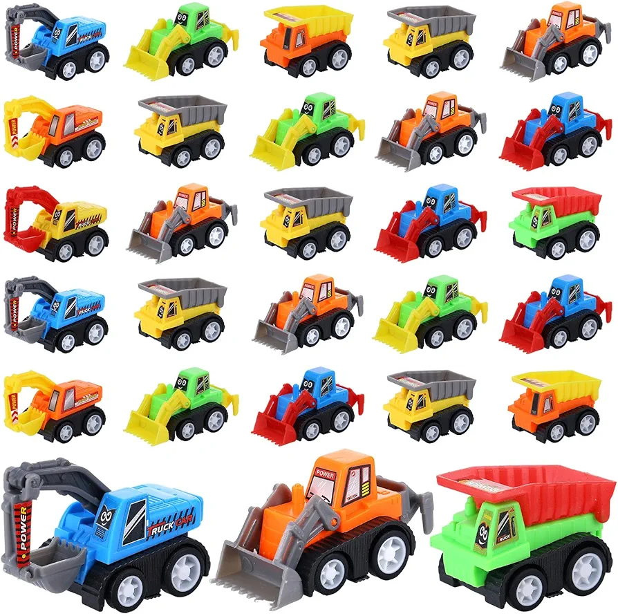 15 Pieces Mini Construction Car Toys Pull Back Vehicles Excavator Truck Tractor Kids Party Favors Pinata Stuffers Easter Fillers for Toddlers Girls Boys Child Play Set Gifts