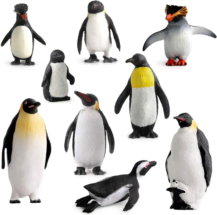 Ocean Sea Animal Model Figures Series Arctic Penguin Family Figurines Collection Gift Wild Life Playset(9 pcs)