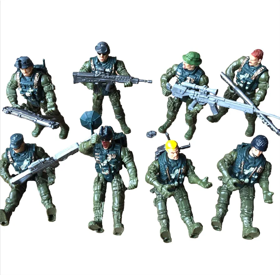 8 Pcs Soldier Action Figure Toy Army Men with Weapon Accessories/SWAT Team Figure Military Playset for Boys Girls, Birthday (8 pcs American soldiers)